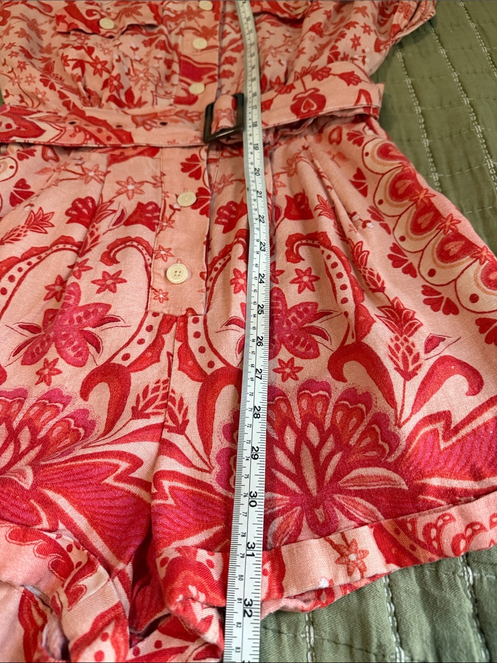 FARM Rio Pink Coral Floral Paisley Belted Romper XS - Picture 8 of 8